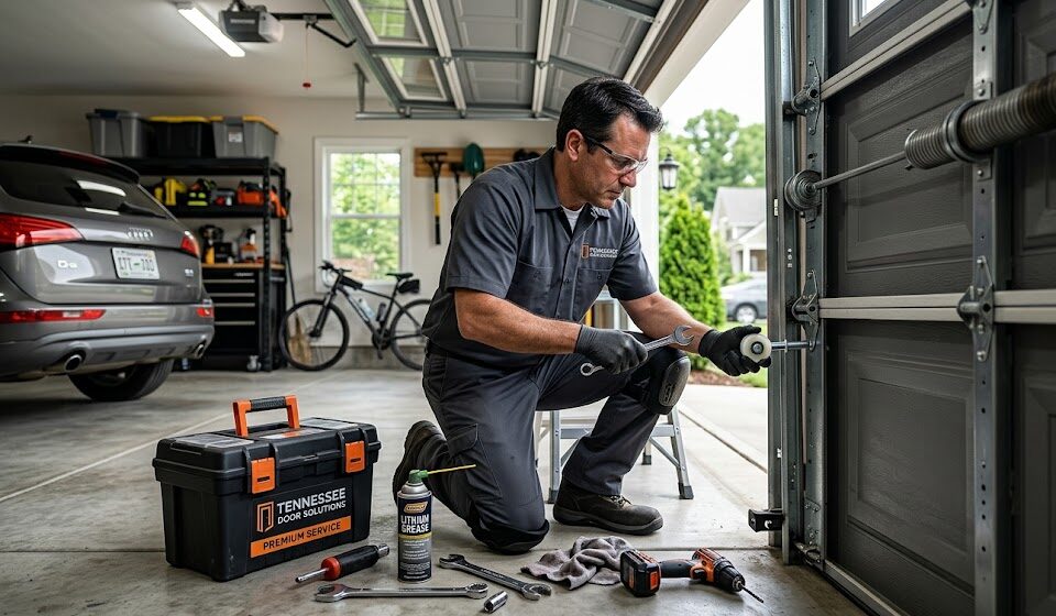 Garage door installation Ringgold GA showing professional installation team