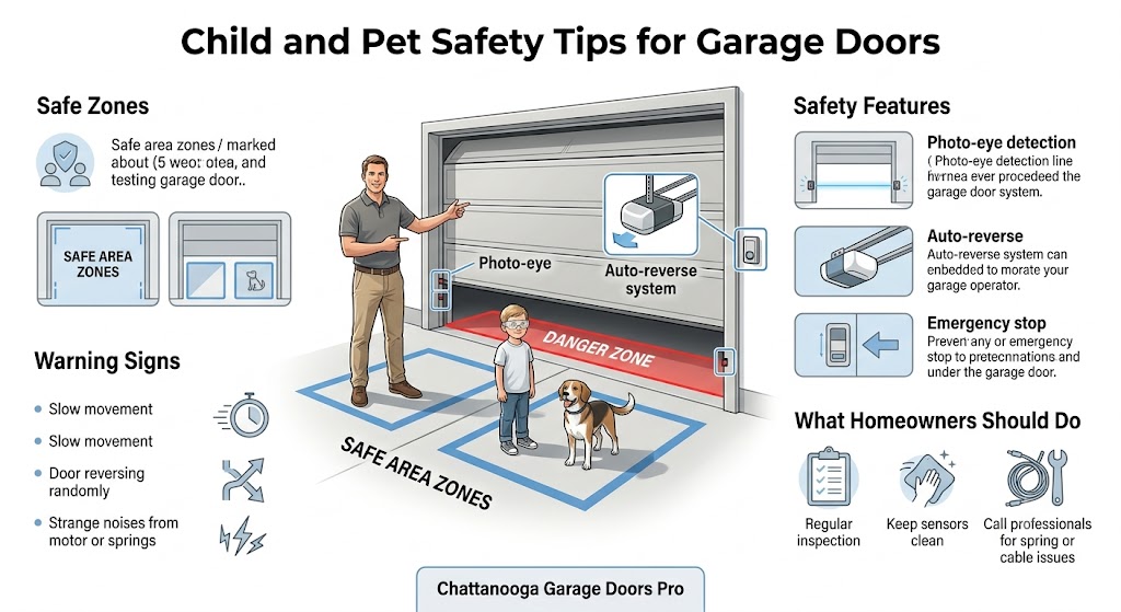 Child and pet safety around garage doors in Chattanooga TN