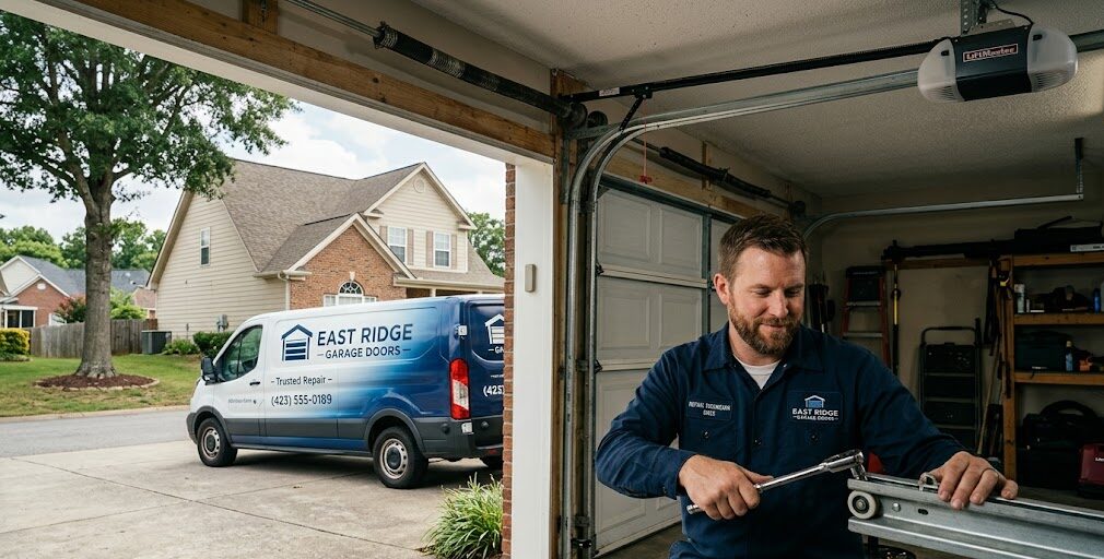 Garage door repair East Ridge TN professionals servicing a residential garage door