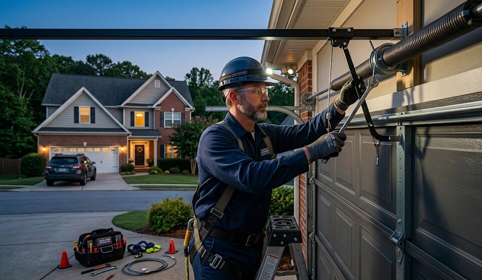 Garage door replacement Ringgold GA showing new door installation