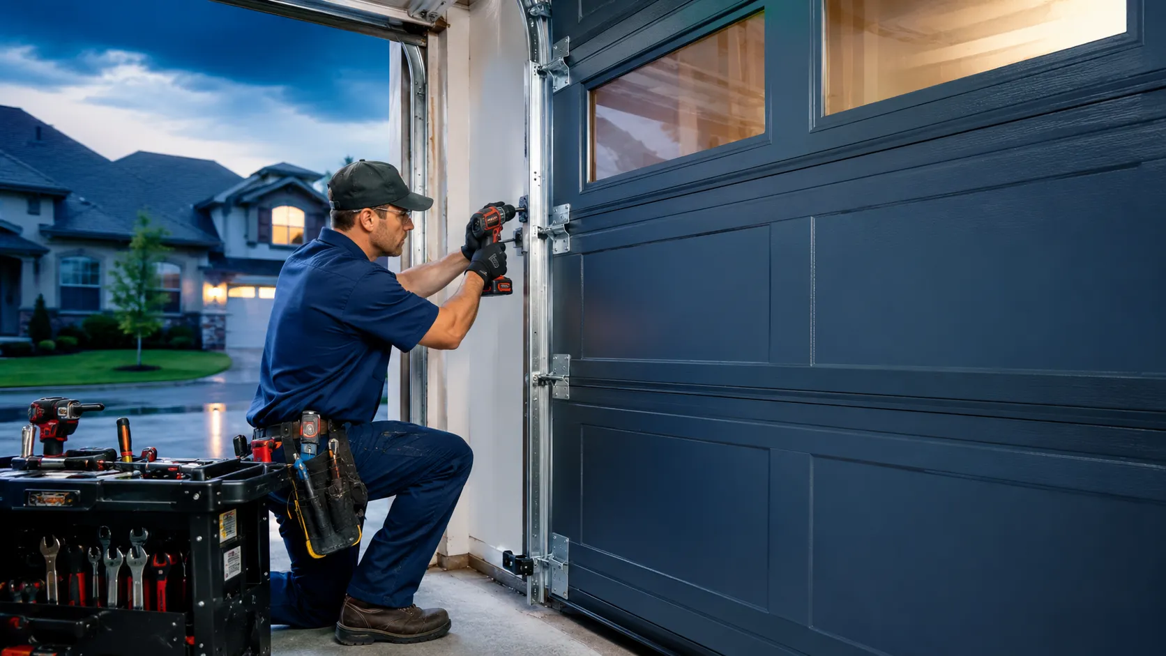 Garage door installation Rossville GA showing professional installation team