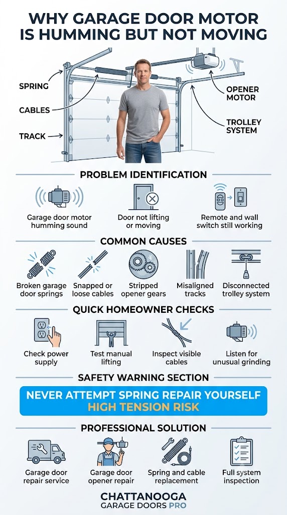 Garage door motor humming but not moving - troubleshooting guide