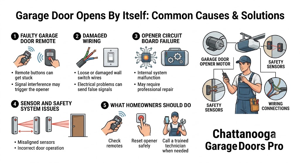 Garage door opens by itself troubleshooting guide for homeowners