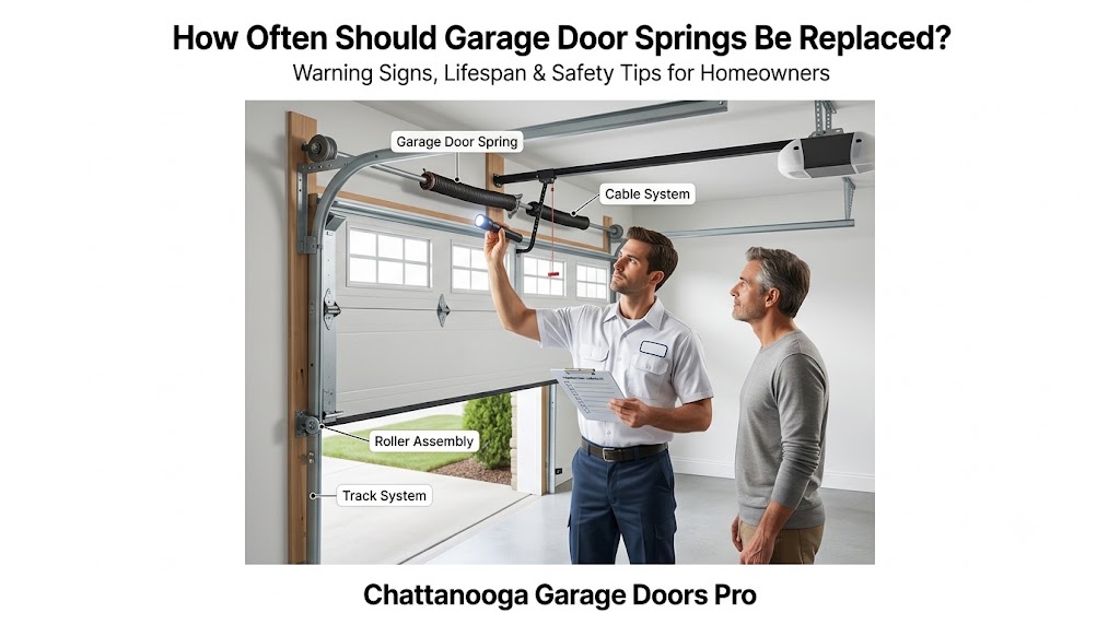 Inspecting garage door springs for replacement signs
