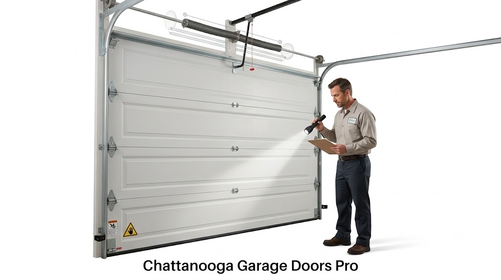 Safety inspection of a garage door system by a professional